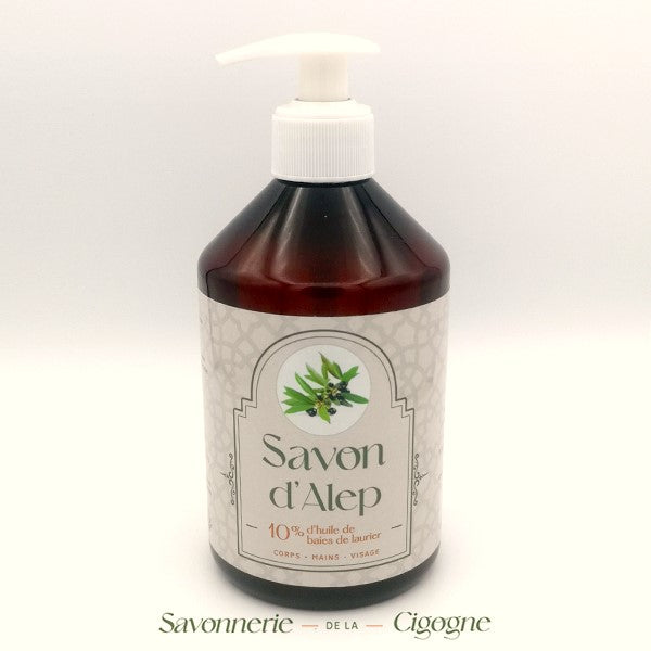 Savon d'Alep liquide 500 ml à 10% huile de baies de laurier-0